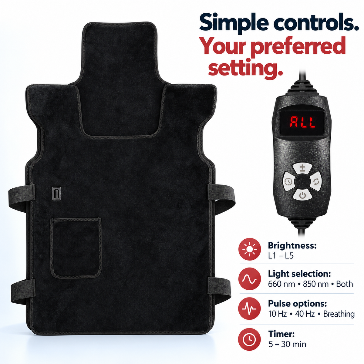 7HW MantleElite Red Light Vest for Neck, Shoulders & Full Back