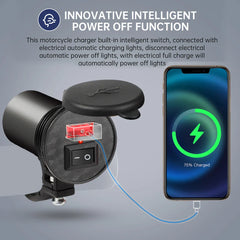 Motorcycle Handlebar USB Charger 5V-1.5A with Switch for Phone & Accessories