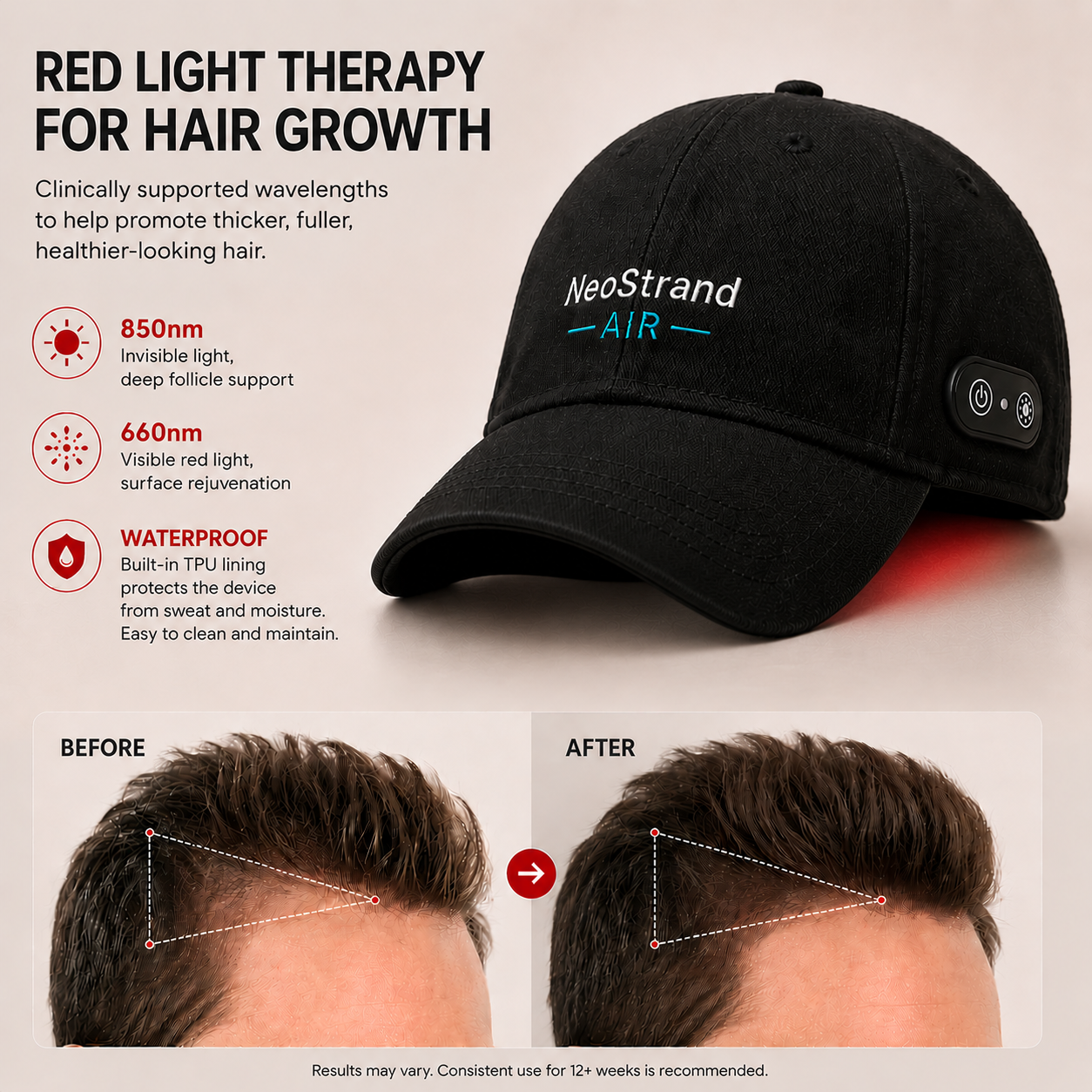 7hw StrandAir | Fully Integrated Wireless LED Scalp Wellness System
