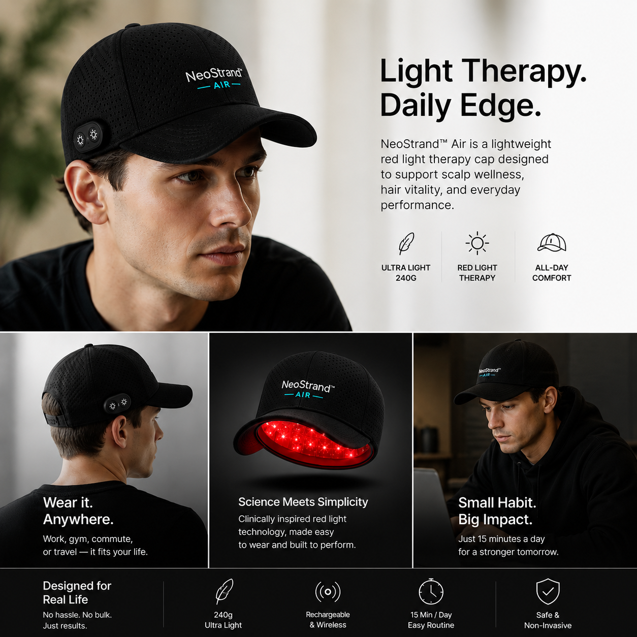7hw StrandAir | Fully Integrated Wireless LED Scalp Wellness System