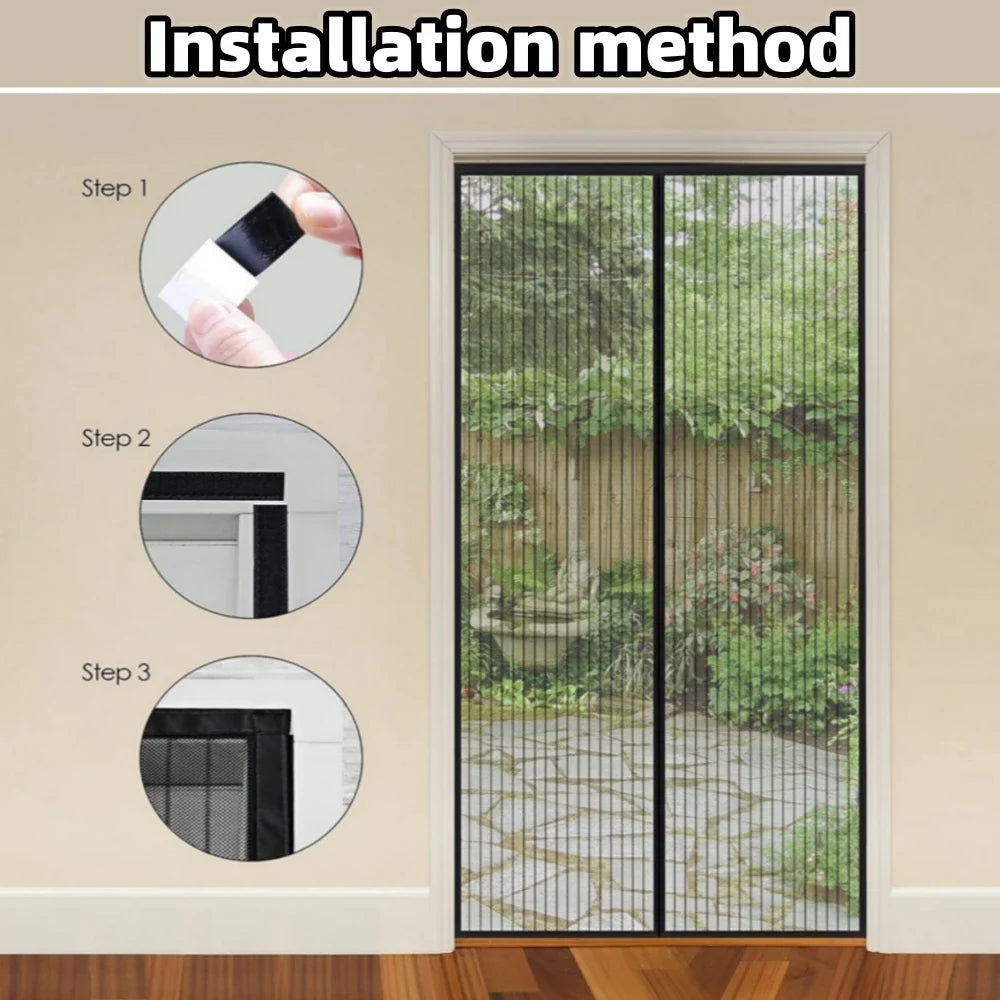 Magnetic Screen Door Curtain - Anti-Mosquito, Automatic Closing, Insect & Fly Protection for Home