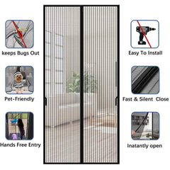 Magnetic Screen Door Curtain - Anti-Mosquito, Automatic Closing, Insect & Fly Protection for Home