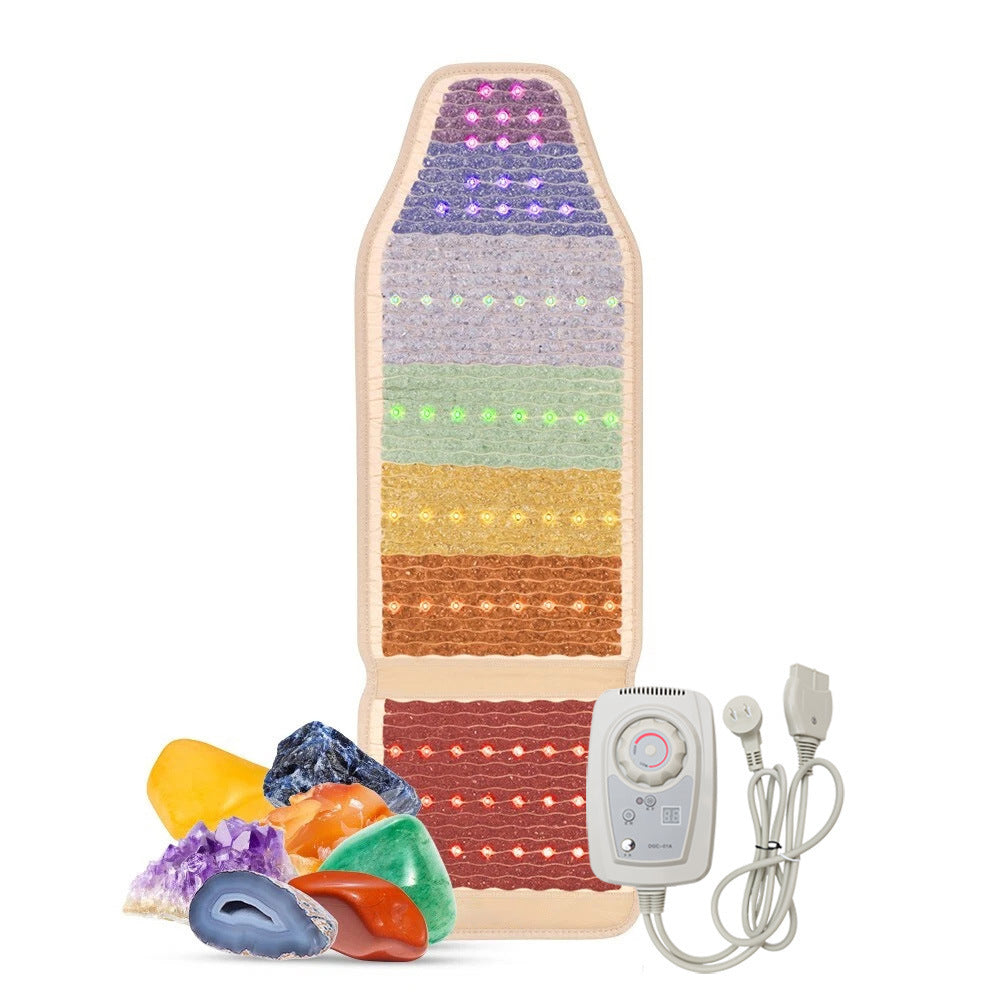 Premium Heated Chair Pad 57x18" | PEMF FIR Infrared Mat with 7 Natural Healing Stones for Pain Relief & Wellness