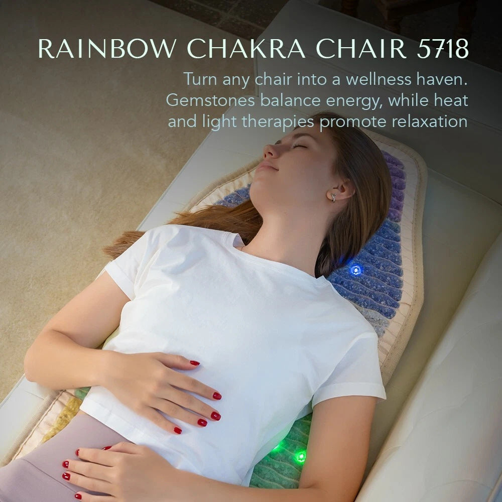 Premium Heated Chair Pad 57x18" | PEMF FIR Infrared Mat with 7 Natural Healing Stones for Pain Relief & Wellness