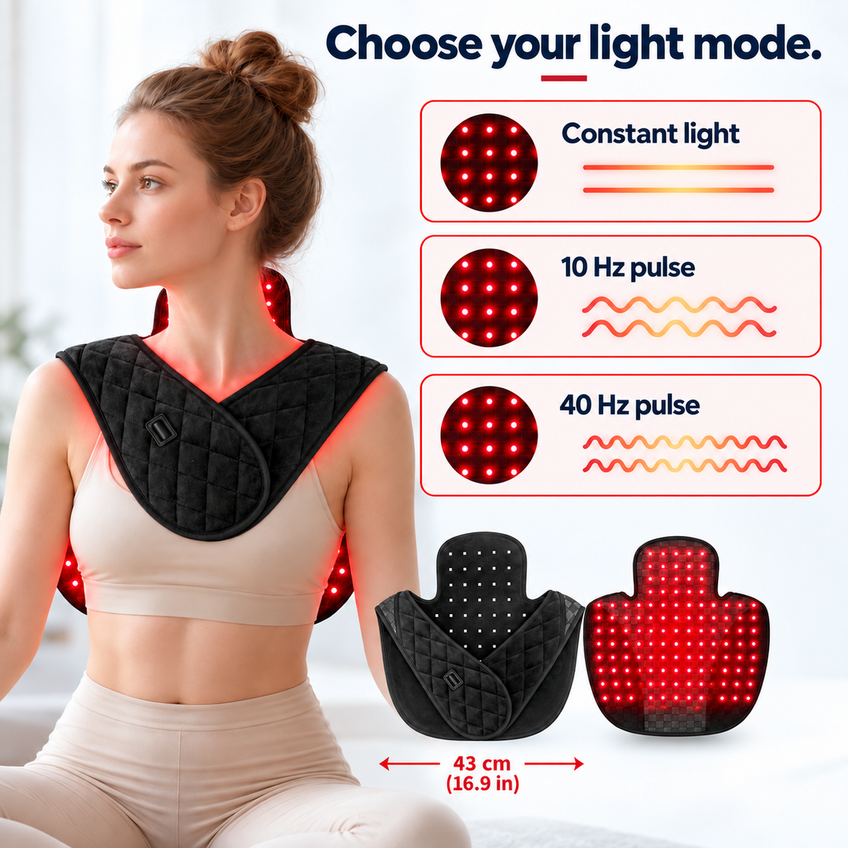 7HW MantleFlex Red Light Wrap for Stiff Neck, Shoulders & Back