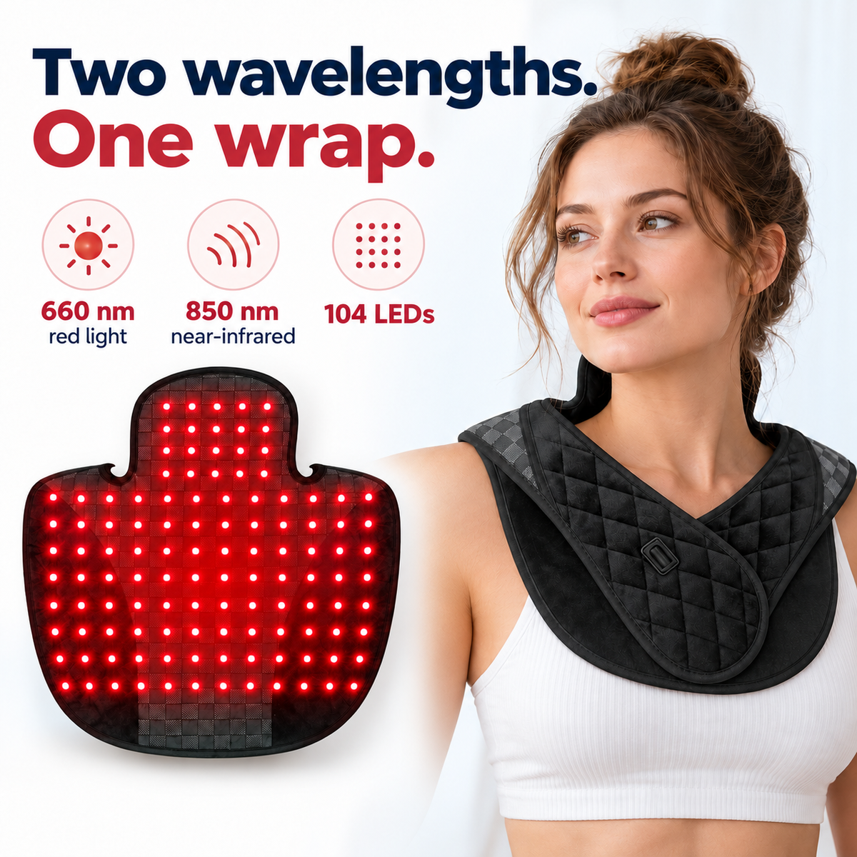 7HW MantleFlex Red Light Wrap for Stiff Neck, Shoulders & Back