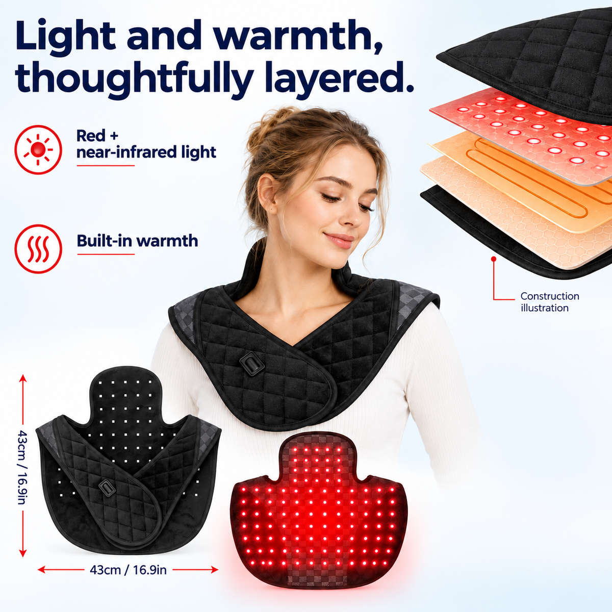 7HW MantleFlex Red Light Wrap for Stiff Neck, Shoulders & Back