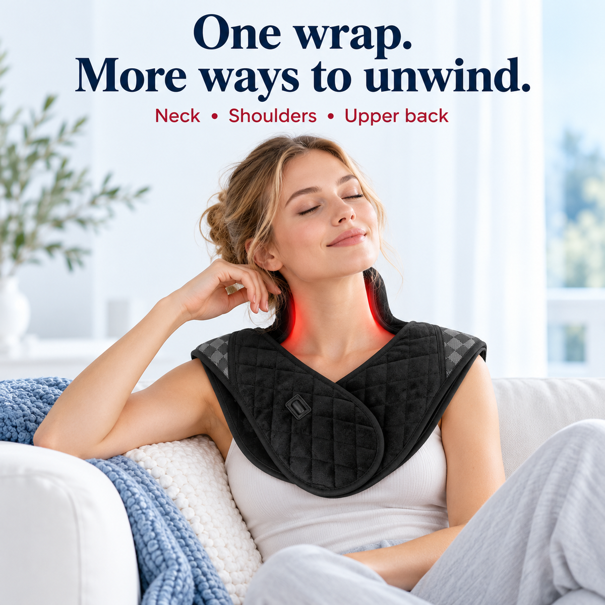 7HW MantleFlex Red Light Wrap for Stiff Neck, Shoulders & Back