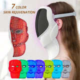Wireless 7-Color LED Photon Therapy Face & Neck Mask - Rechargeable Facial Lifting & Skin Care Tool for Anti-Aging & Acne