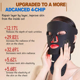 Rechargeable Red & Near Infrared LED Light Therapy Face & Neck Mask - 4 Modes for Anti-Aging, Skin Tightening & Rejuvenation