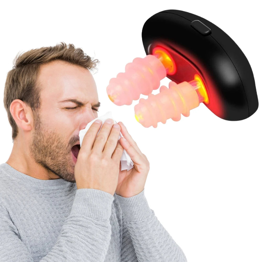 Cordless Red Light Nasal Therapy Device, Low Frequency Pulse Nose Massage for Rhinitis Relief, Sinusitis & Congestion