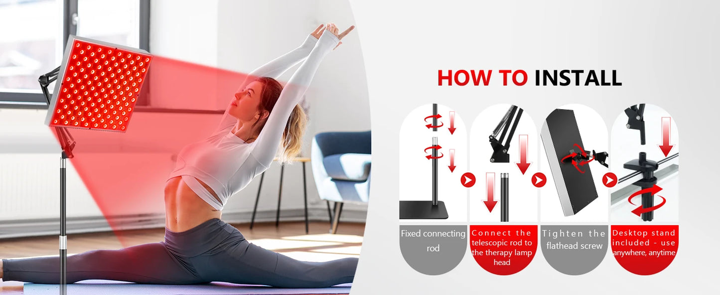 Upgraded 225 LEDs Red Light Therapy Panel, 660nm 850nm Infrared Lamp with Stand for Face & Body Pain Relief