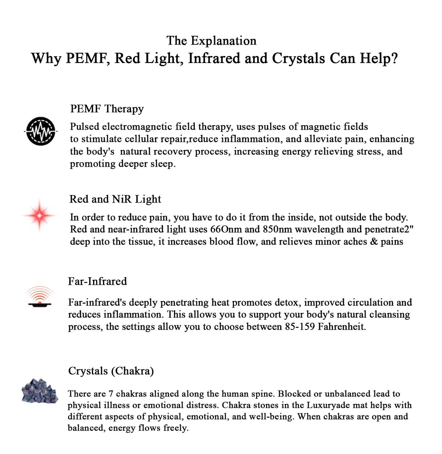 PEMF FIR Infrared Heating Mat XL | 8 Gemstone Crystal Amethyst Tourmaline Photon Red Light Therapy (80x190cm)