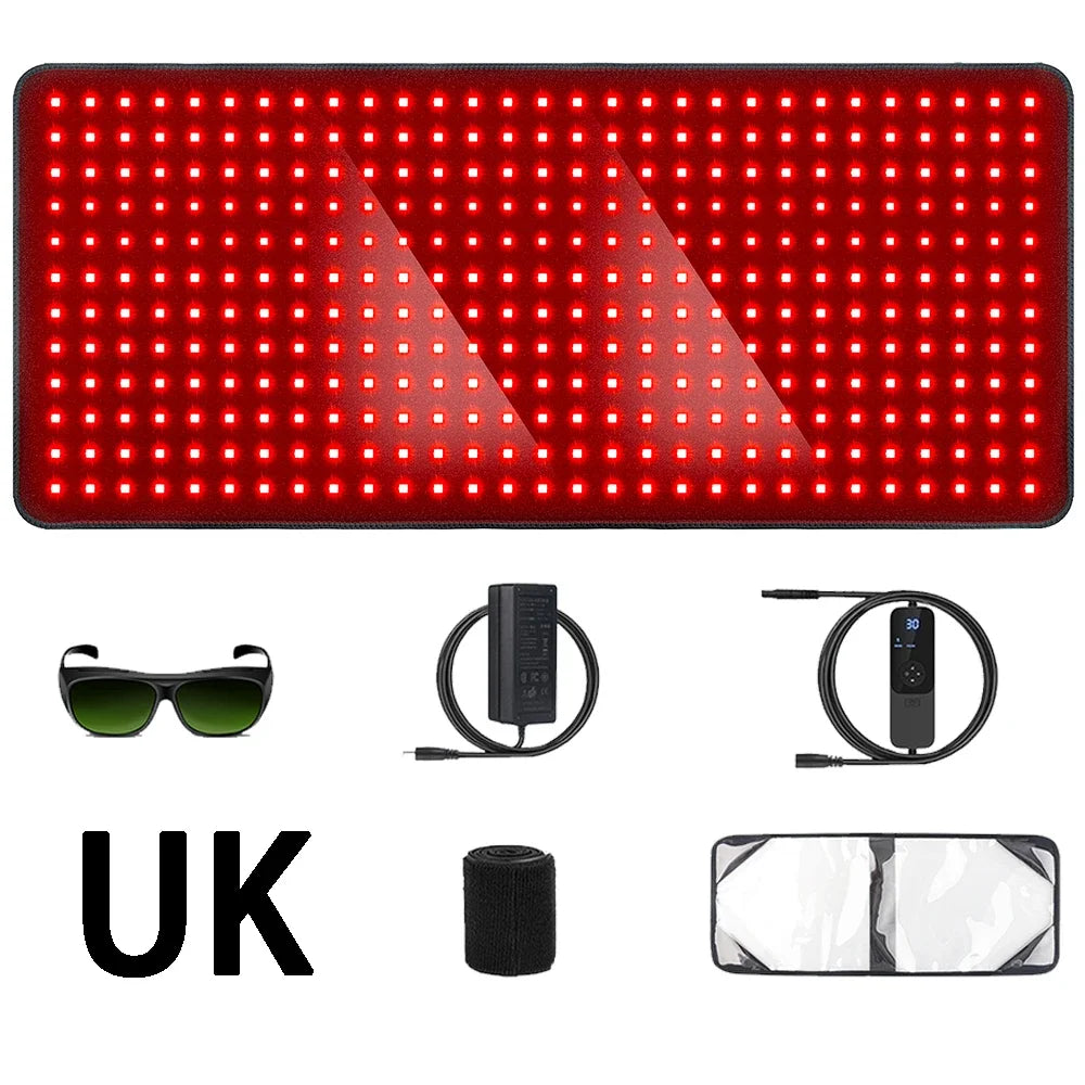 406 LEDs Red Light Therapy Mat, 34.3"x15.9" Large Infrared Pad with 60W Power & 180mw/cm² for Back Waist Pain Relief