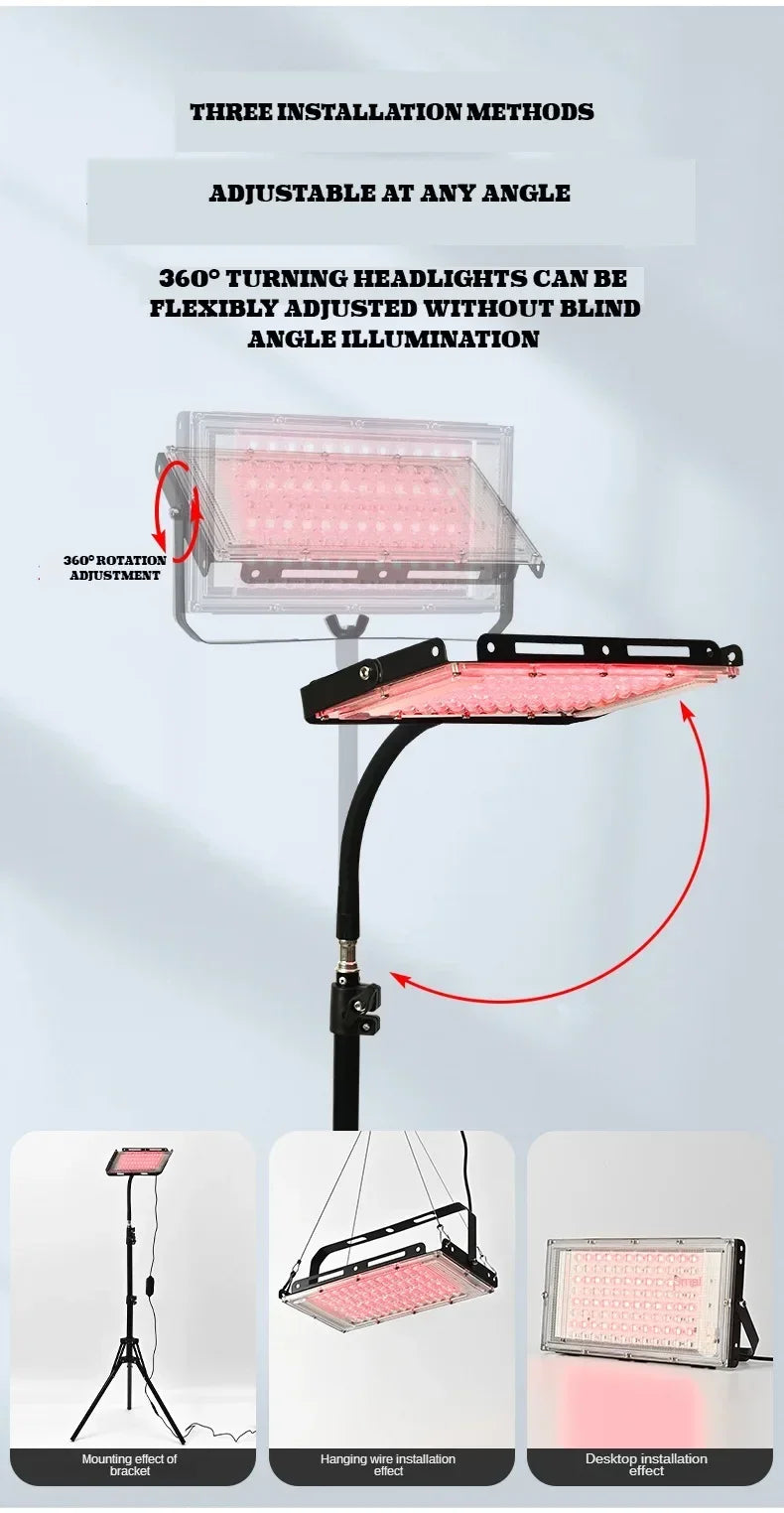 96 LEDs Red Light Therapy Lamp with Adjustable Tripod Stand, 660nm 850nm Infrared Floor Lamp for Body Pain & Skin Care