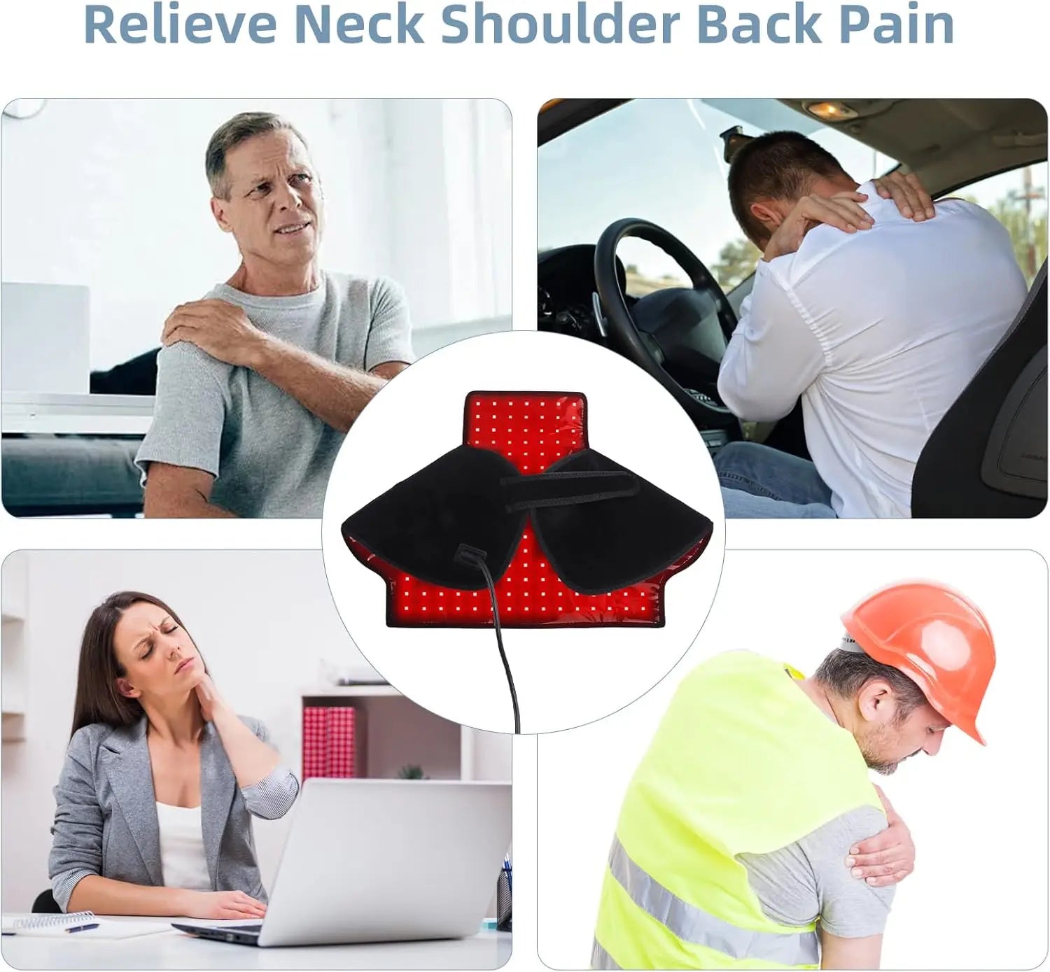 288 LEDs Red Light Therapy Shoulder Neck Wrap, 660nm 850nm Infrared Wearable Pad for Muscle Pain Relief & Relaxation
