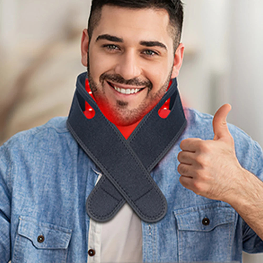 72 LEDs Red Light Therapy Neck Wrap, 660nm 850nm Infrared Chin Lifting Belt for Skin Firming & Neck Pain Relief
