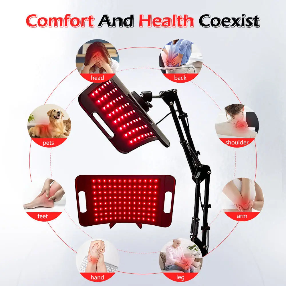 104 LEDs Red Light Therapy Lamp with Floor & Desktop Stands, 660nm 850nm Infrared Device for Face & Full Body Relief