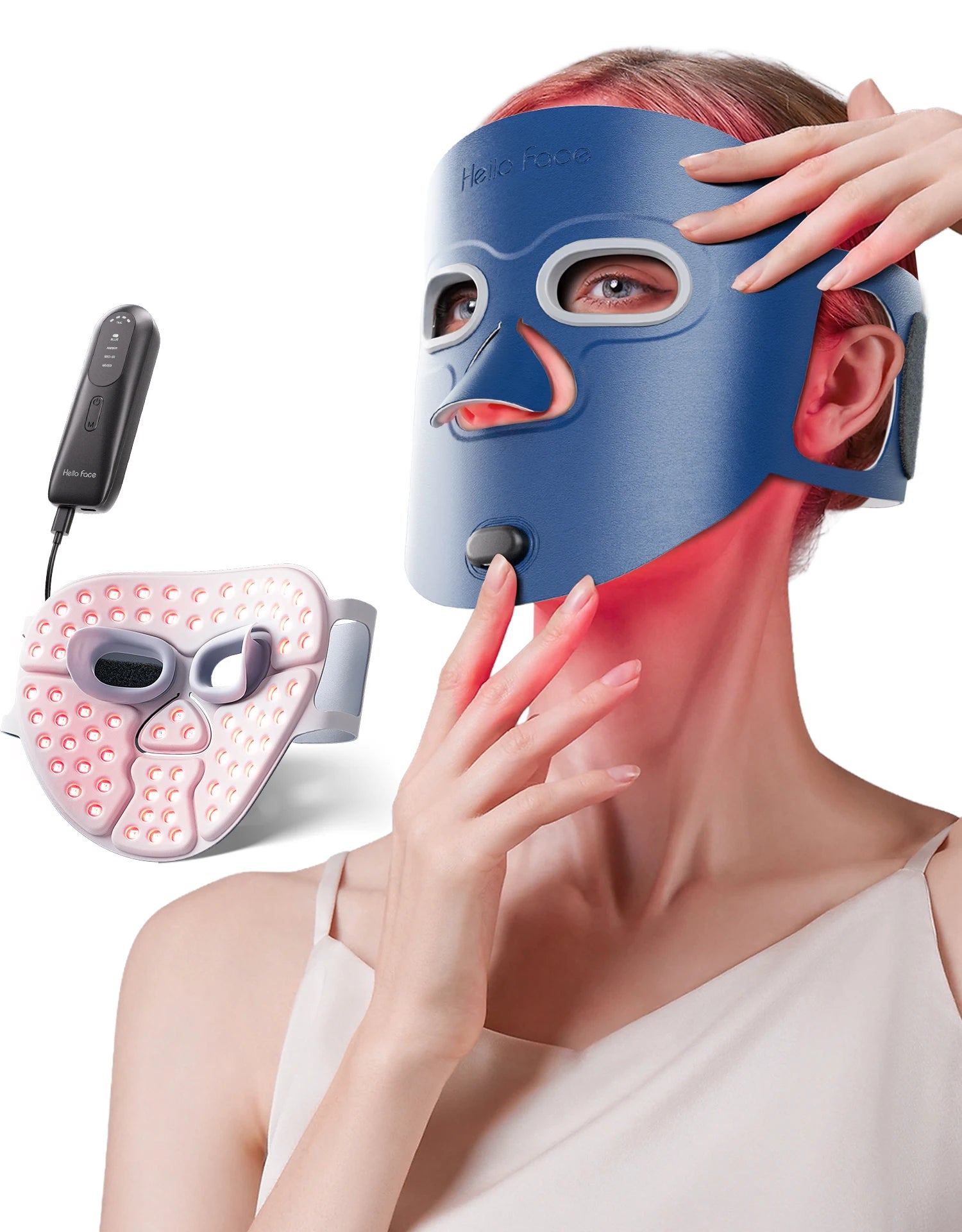 Wireless Red Light Therapy Mask - 850nm Near-Infrared & 4-Color LED Face Mask - 3000mAh Rechargeable 3D Beauty Device