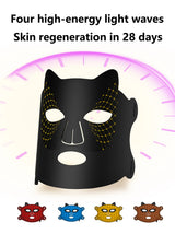 4-Color LED & Near Infrared Light Therapy Face Mask - 192 LEDs, Rechargeable with Timer - Anti-Aging & Balanced Skin for Home & Travel