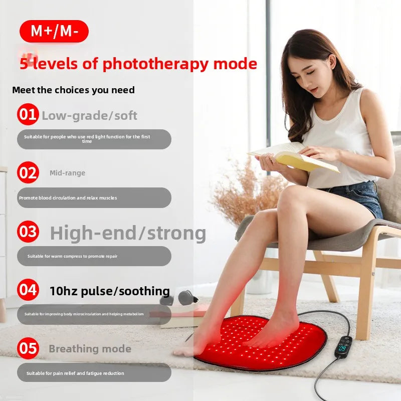 3-in-1 Red Light Therapy Pad, 128 LEDs Infrared Heat Cushion for Foot Waist & Hip Pain Relief, Cordless & Rechargeable