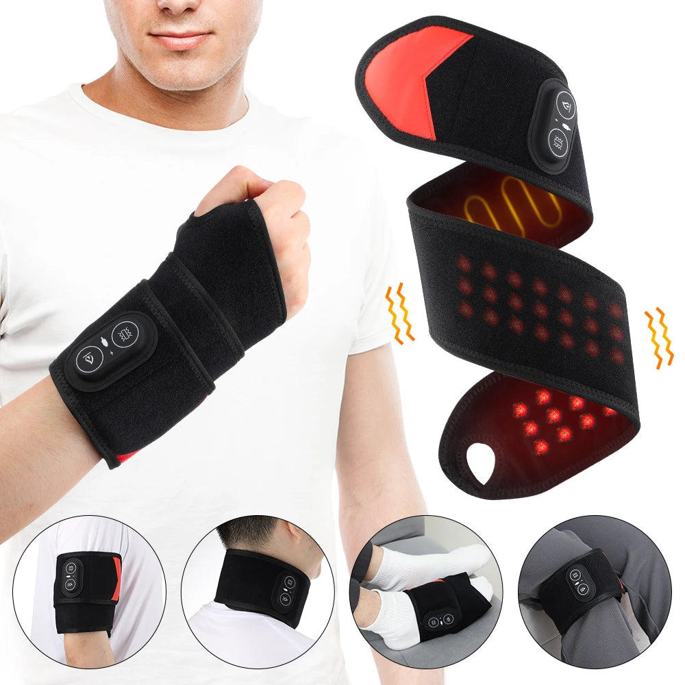 36 LED Red Light Therapy Wrist Wrap, Cordless Heated Vibration Massager for Carpal Tunnel, Arthritis & Joint Pain Relief