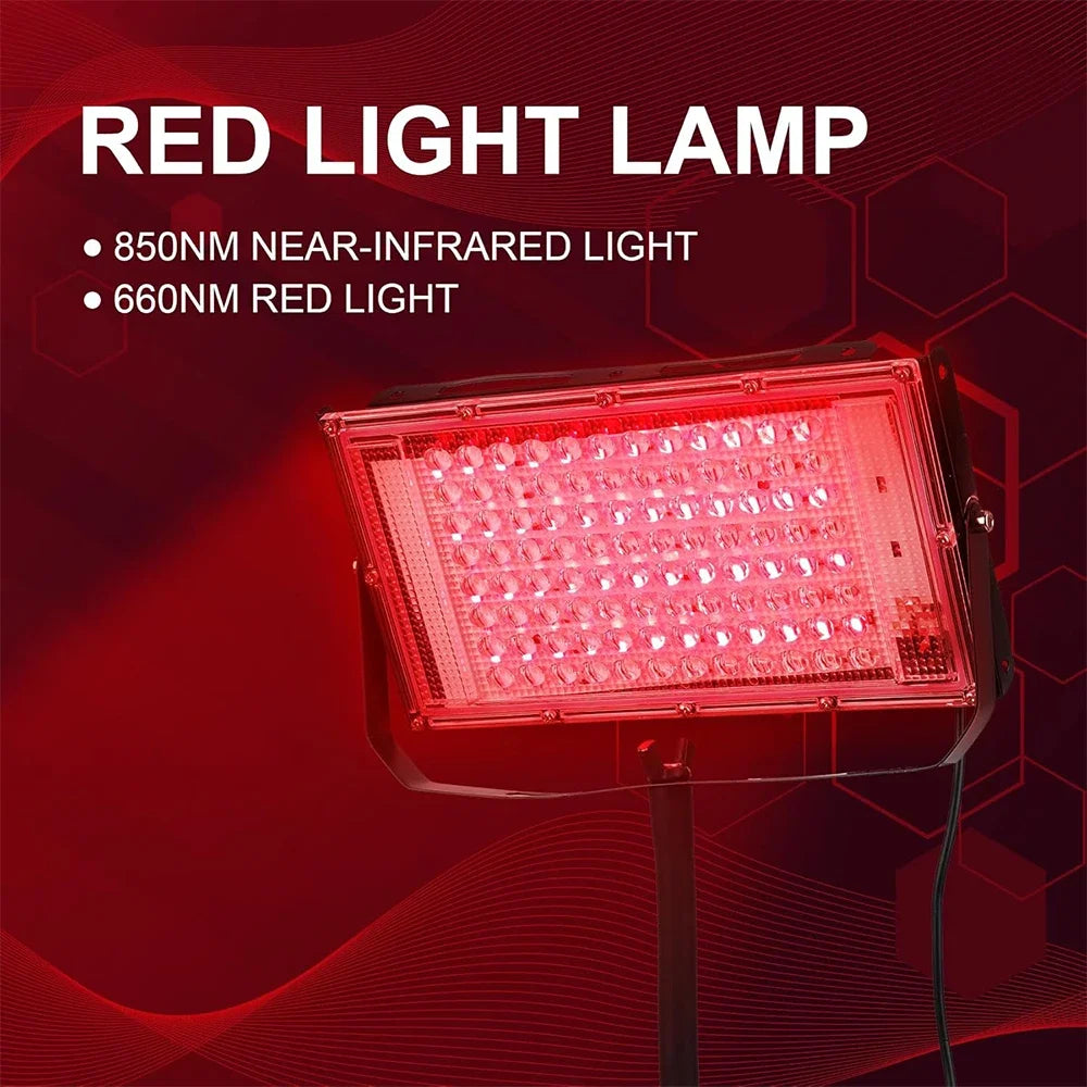 96 LEDs Red Light Therapy Lamp with Adjustable Tripod Stand, 660nm 850nm Infrared Floor Lamp for Body Pain & Skin Care