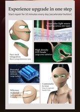 Infrared LED Face & Neck Mask - 676 Beams Red & Green Light Therapy for Dark Spots & Anti-Aging