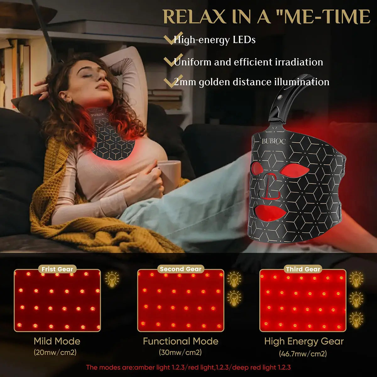 Portable Red & Near Infrared LED Silicone Face Mask - Anti-Aging, Skin Repair & Brightening for Home Use