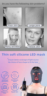 4-Color Silicone LED Face Mask, 850nm Near-Infrared & Red Light Therapy Device, 3000mAh Rechargeable Beauty Mask (240 LEDs)