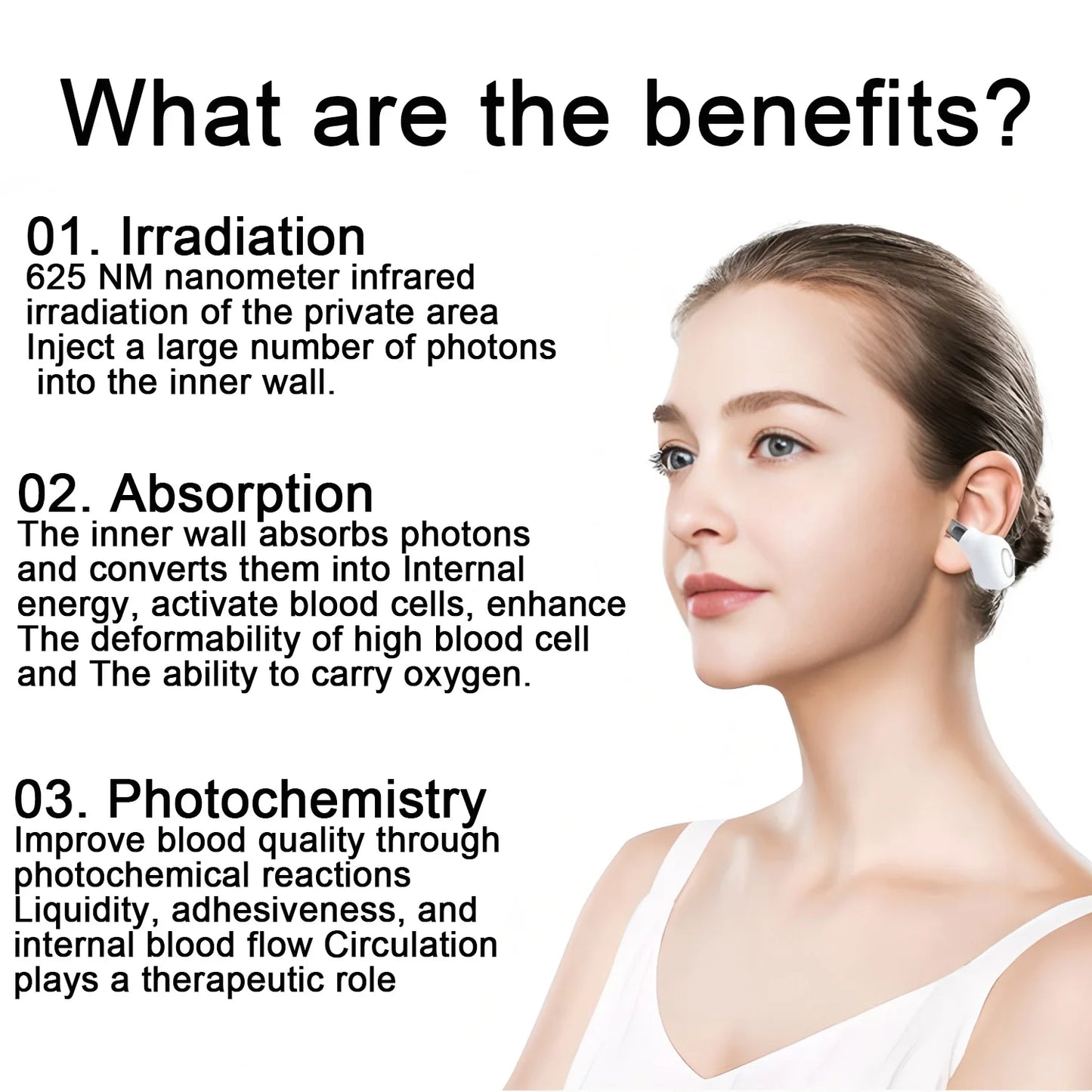 650nm Red Light Laser Ear Therapy Device, Infrared Ear Canal Irradiation for Tinnitus Relief & Otitis Media Treatment