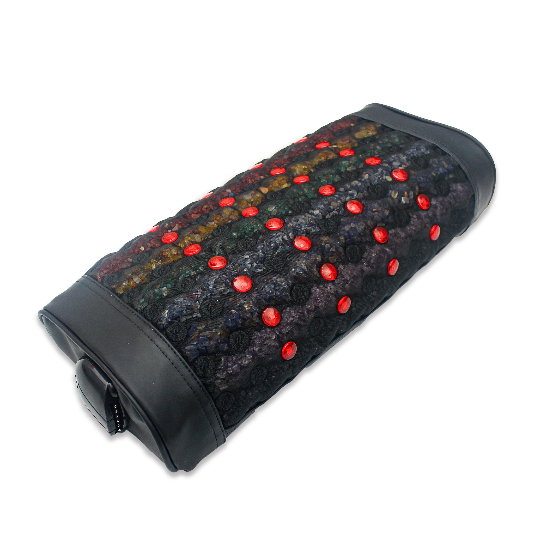 PEMF Infrared Therapy Pillow 50x20x10cm | Amethyst 7-Crystal Gemstones | 28-LED Red Light | 1 PEMF Coil | Neck & Head Massage Pillow
