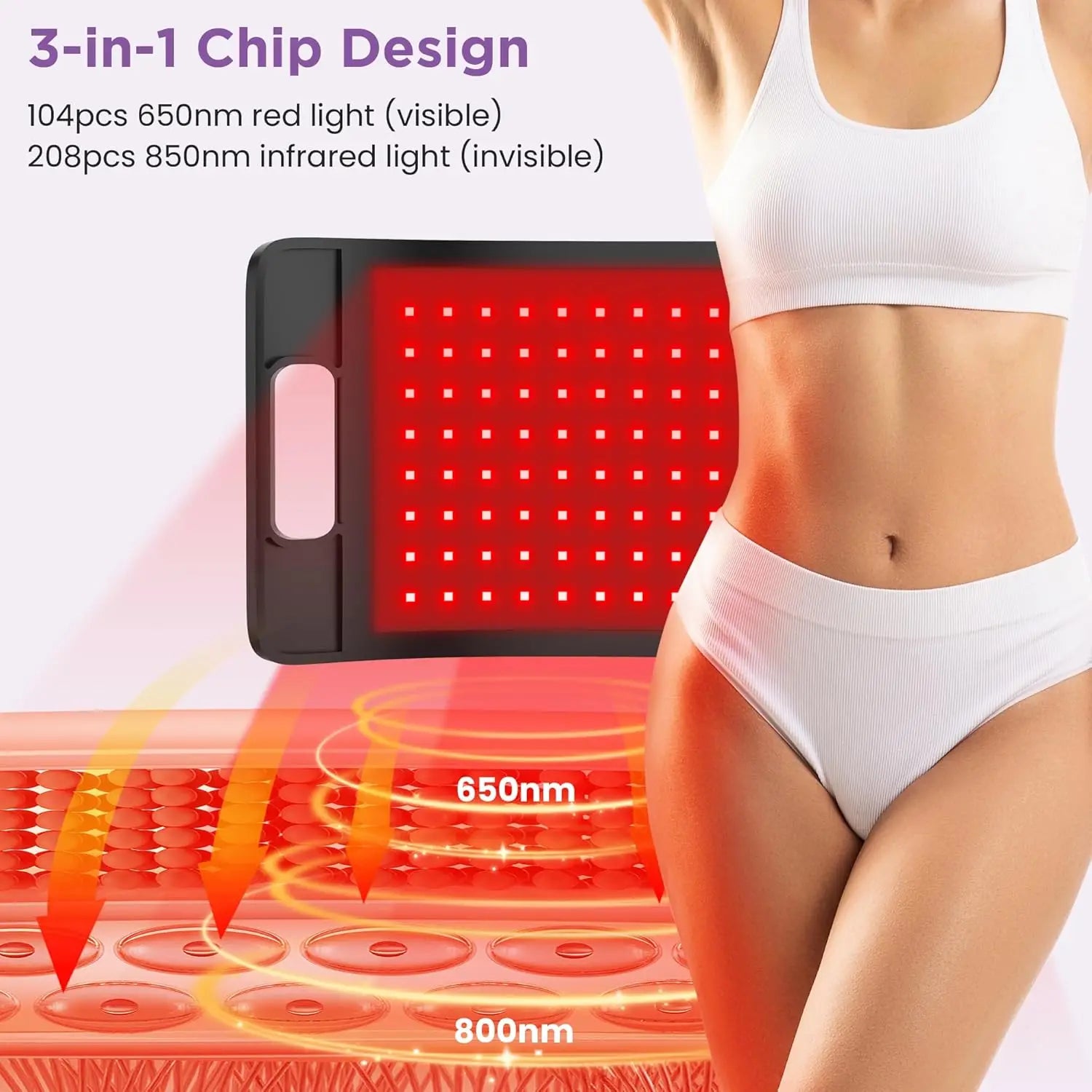 104 LEDs Red Light Therapy Lamp with Floor & Desktop Stands, 660nm 850nm Infrared Device for Face & Full Body Relief