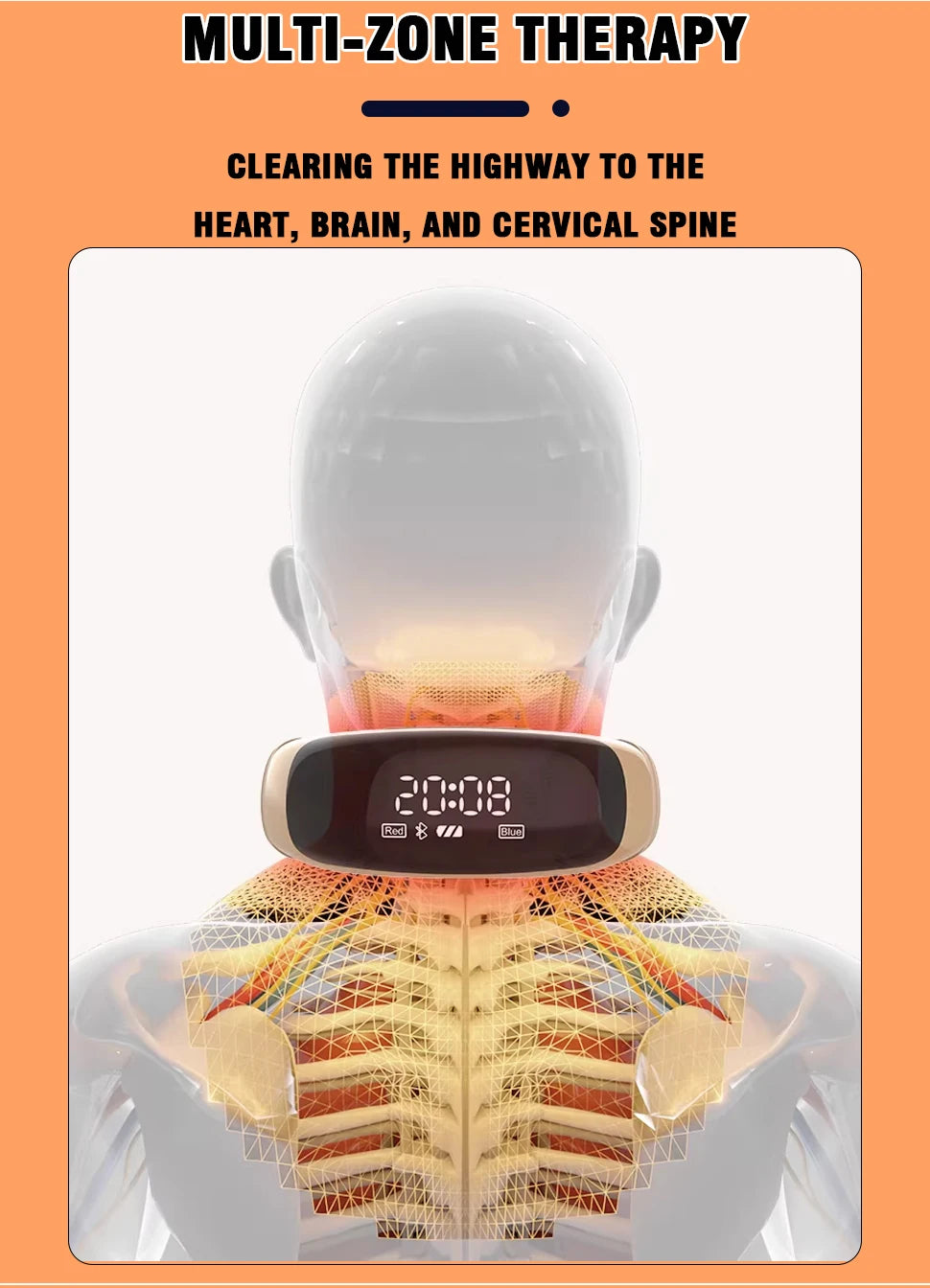 Medical Grade Neck Wearable Laser Therapy Device | 650nm LLLT with 72 Diodes for Blood Pressure & Lipid Management