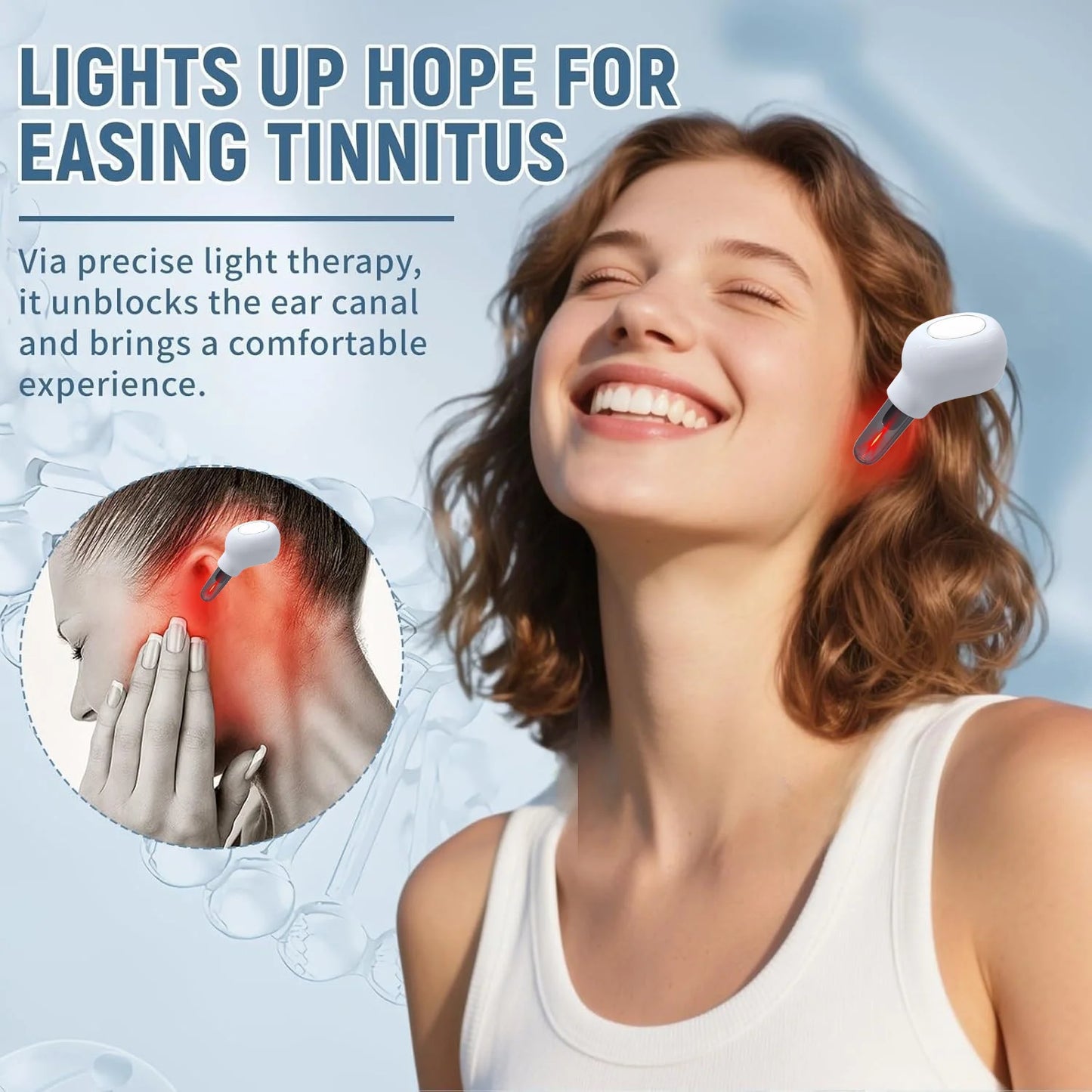 650nm Red Light Laser Ear Therapy Device, Infrared Ear Canal Irradiation for Tinnitus Relief & Otitis Media Treatment