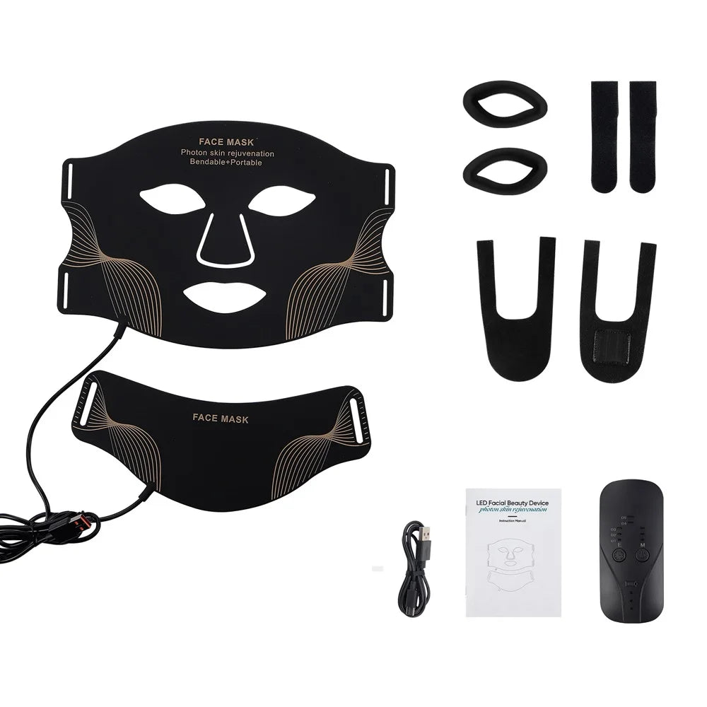 7-Color Silicone LED Face & Neck Therapy Mask - Professional Red Light Therapy for Skin Rejuvenation