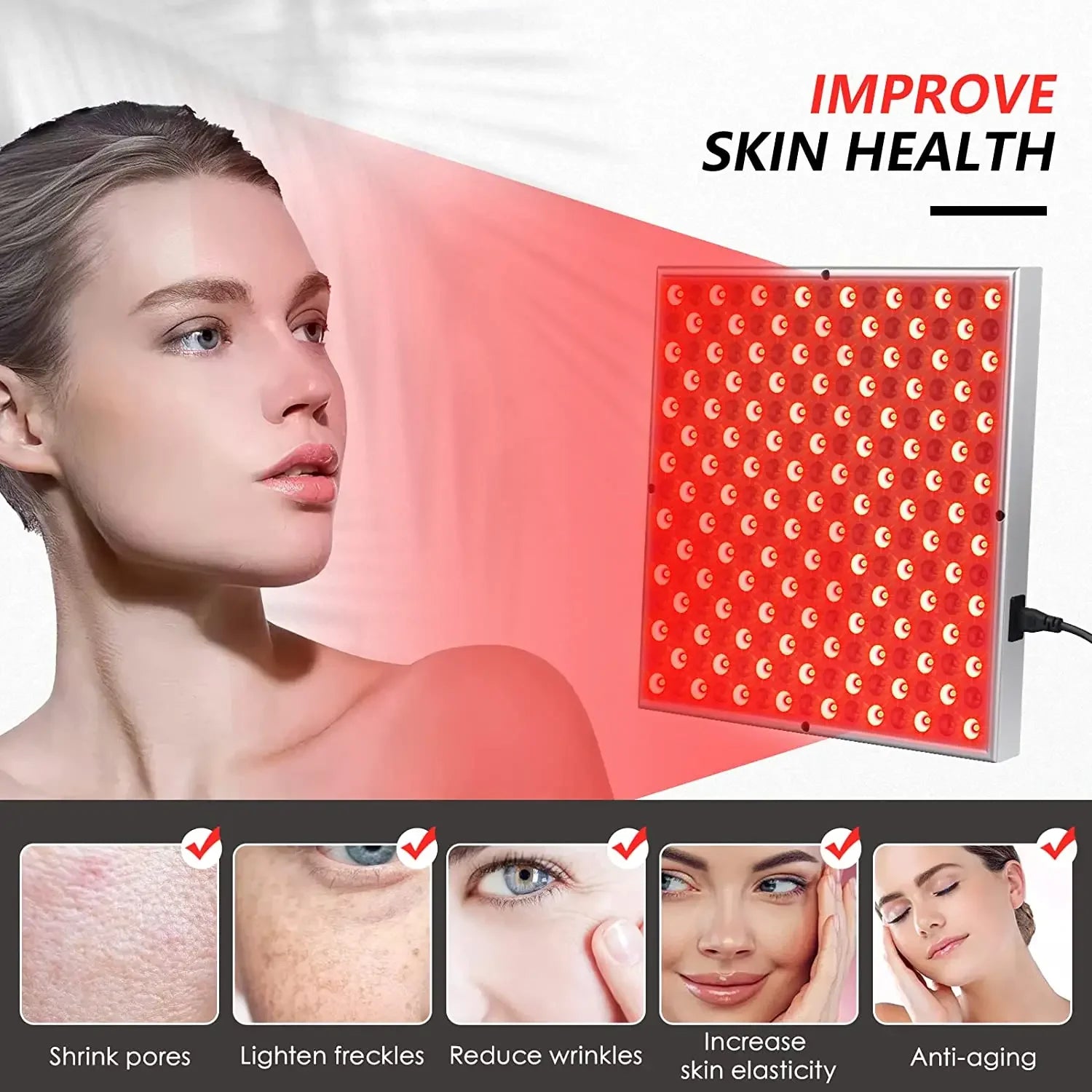 225 LEDs Red Light Therapy Panel, 660nm 850nm Infrared Light Lamp for Face & Body Pain Relief, Skin Rejuvenation (45W)