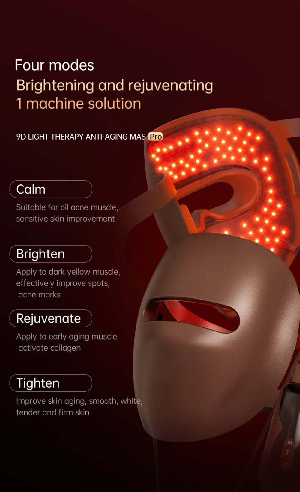 320 LED Red Light Therapy Mask - 3D Silicone Face & Neck Device for Anti-Aging & Acne Care