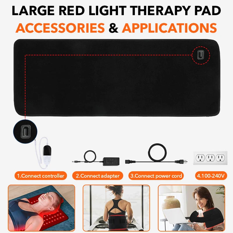 360 LED Red Light Therapy Mat, 660nm 850nm Infrared Body Blanket with 10Hz/40Hz Pulse for Full Body Pain Relief