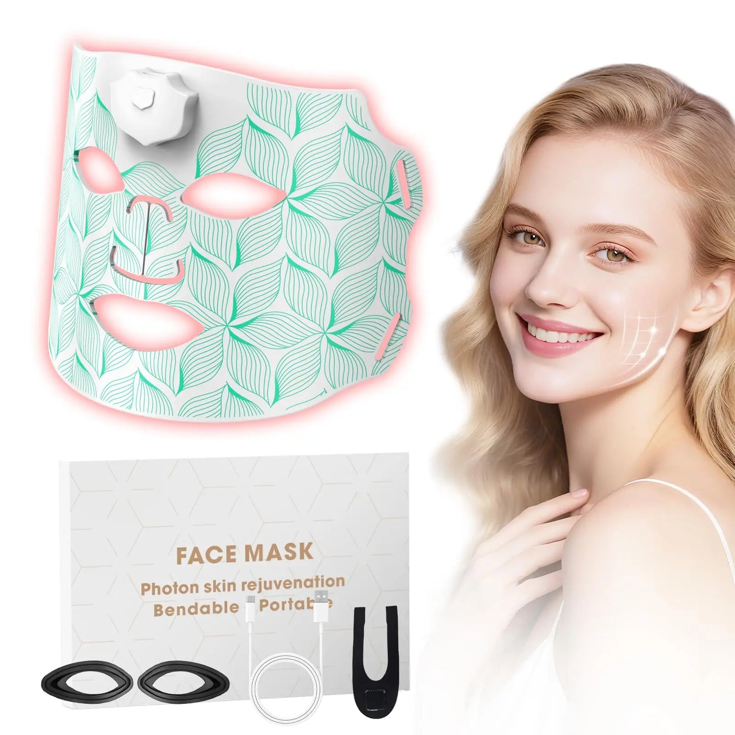 7-Color LED Light Therapy Face Mask - Photon Red Light for Anti-Aging, Wrinkles, Acne, Pore Control & Skin Tightening - Home Use