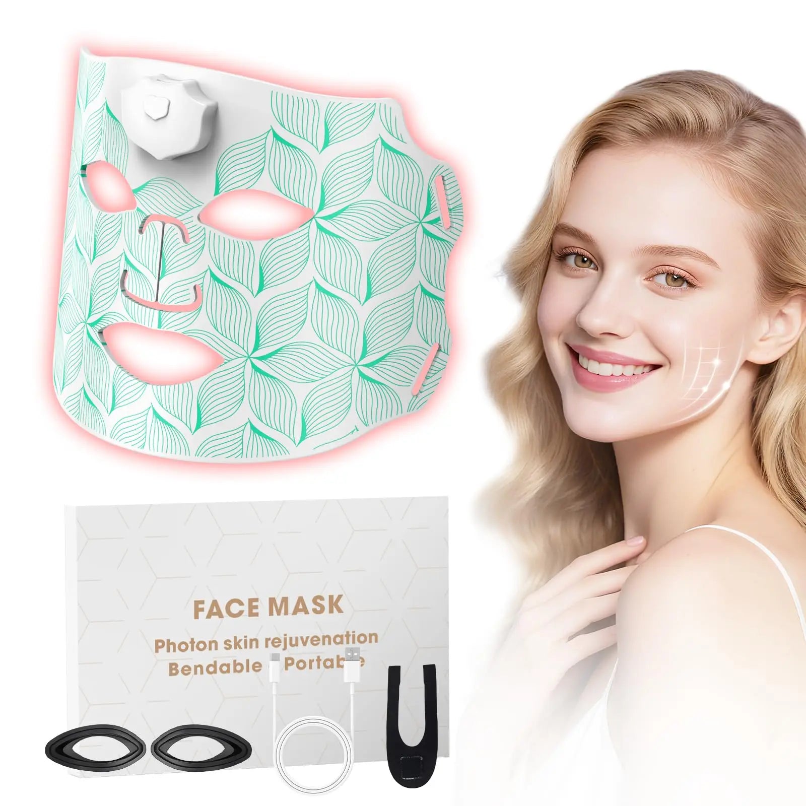 7-Color LED Light Therapy Face Mask - Photon Red Light for Anti-Aging, Wrinkles, Acne, Pore Control & Skin Tightening - Home Use
