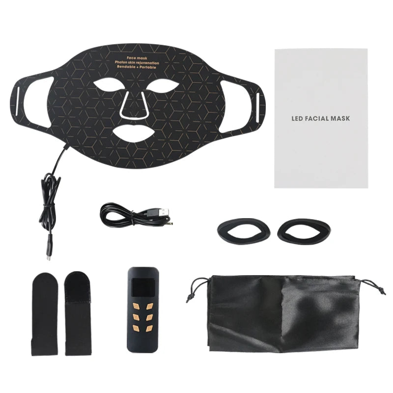 4 Modes Portable Led Face Mask Light Therapy for Anti-Aging Wrinkles Skin Rejuvenation Home Use Red Light Therapy Mask for Face