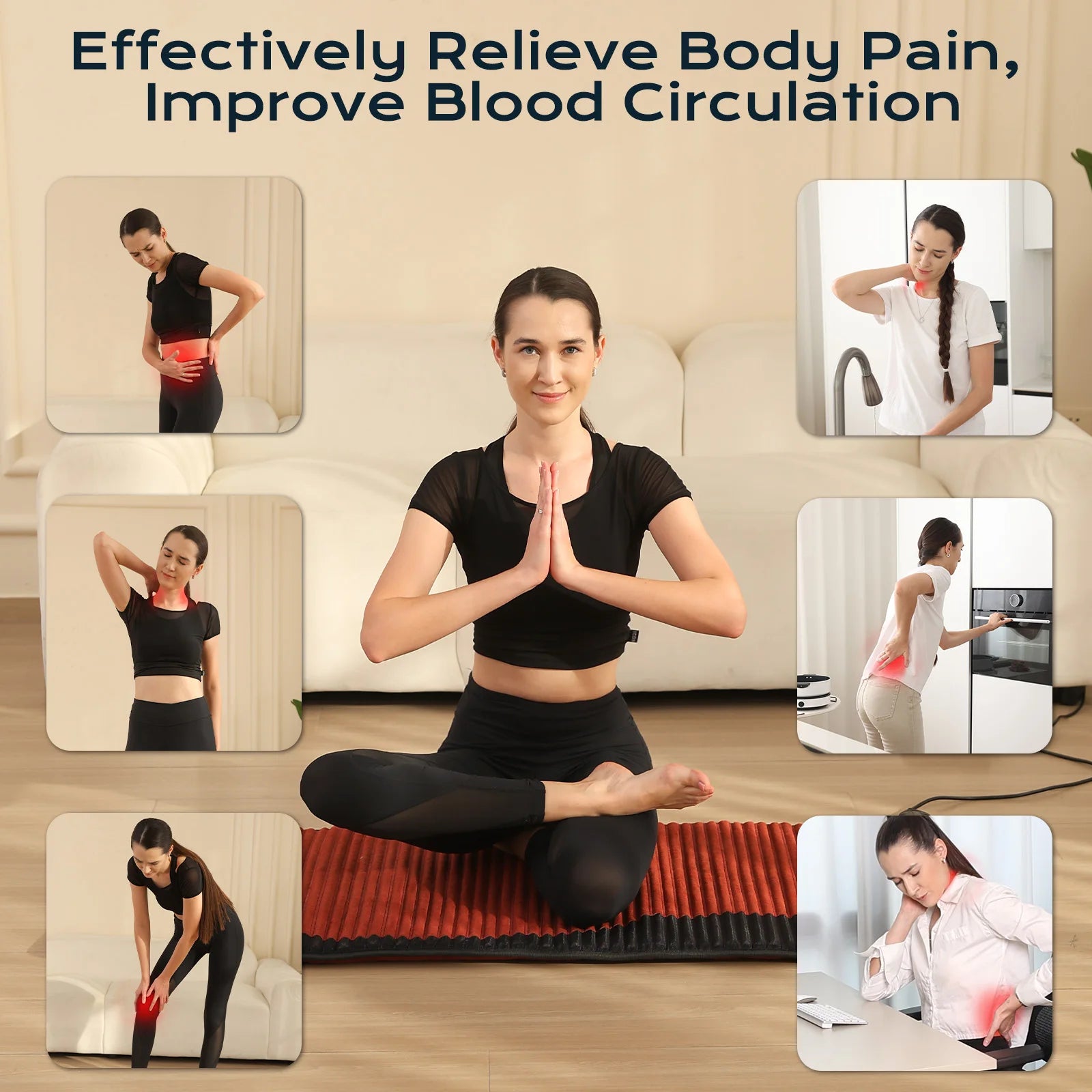 PEMF Infrared Therapy Mat 66x148cm | Amethyst Jade Tourmaline | Far Infrared Heating | 6 PEMF Coils | Negative Ion Heating Pad