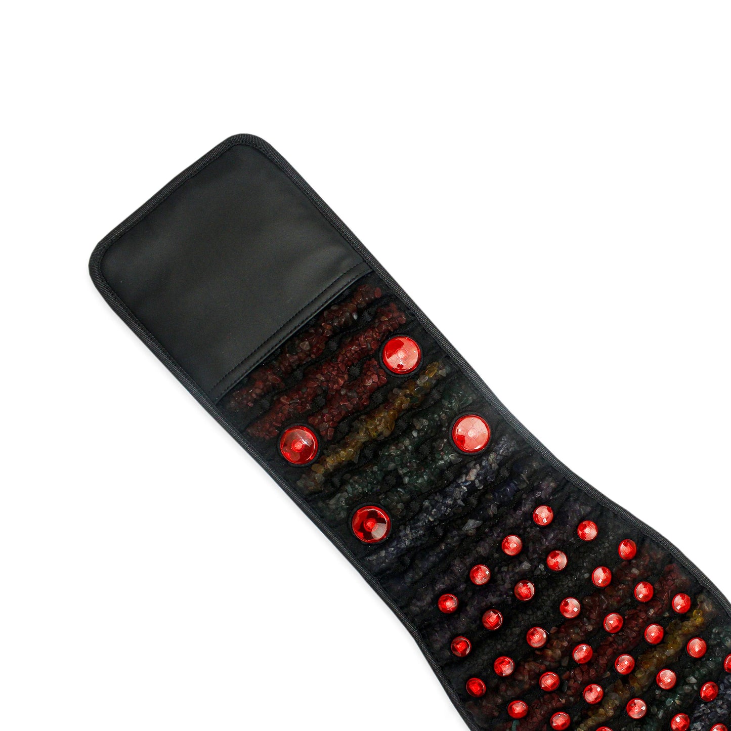 PEMF Infrared Waist Wrap Belt 24x140cm | Amethyst & 8 Crystal Gemstones | 54-LED Red Light 660nm/850nm | Heating Back Massage Belt