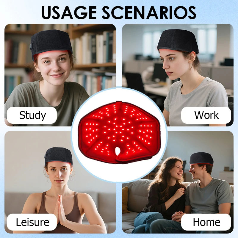Red Light Therapy Hair Growth Cap, 660nm 850nm Infrared LED Hat with 10Hz 40Hz Pulse Modes for Hair Loss Treatment