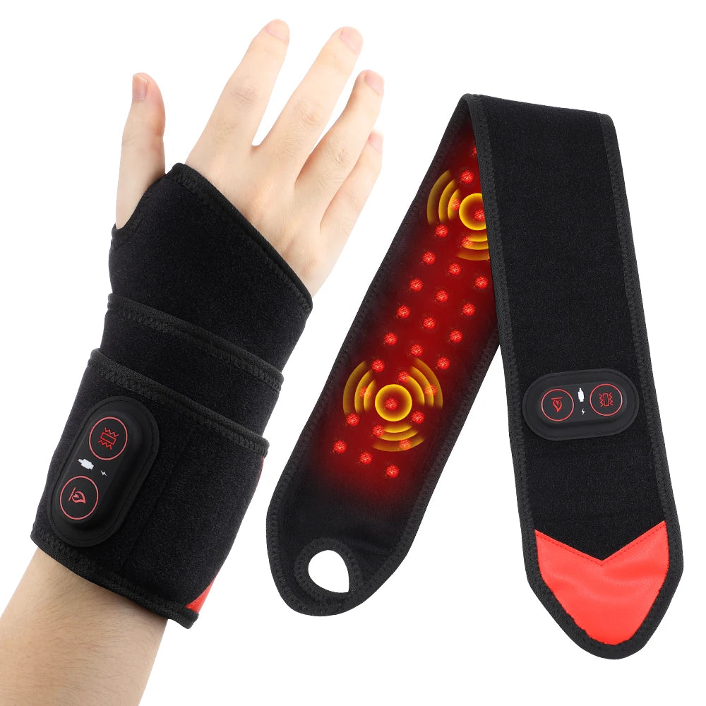36 LED Red Light Therapy Wrist Wrap, Cordless Heated Vibration Massager for Carpal Tunnel, Arthritis & Joint Pain Relief