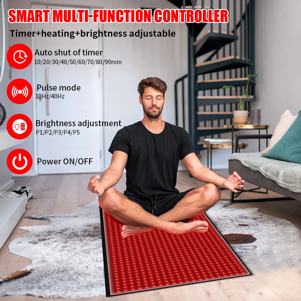 71"x31" Full Body Red Light Therapy Mat, 1280 LEDs 660nm 850nm Infrared Blanket for Pain Relief, Recovery & Wellness