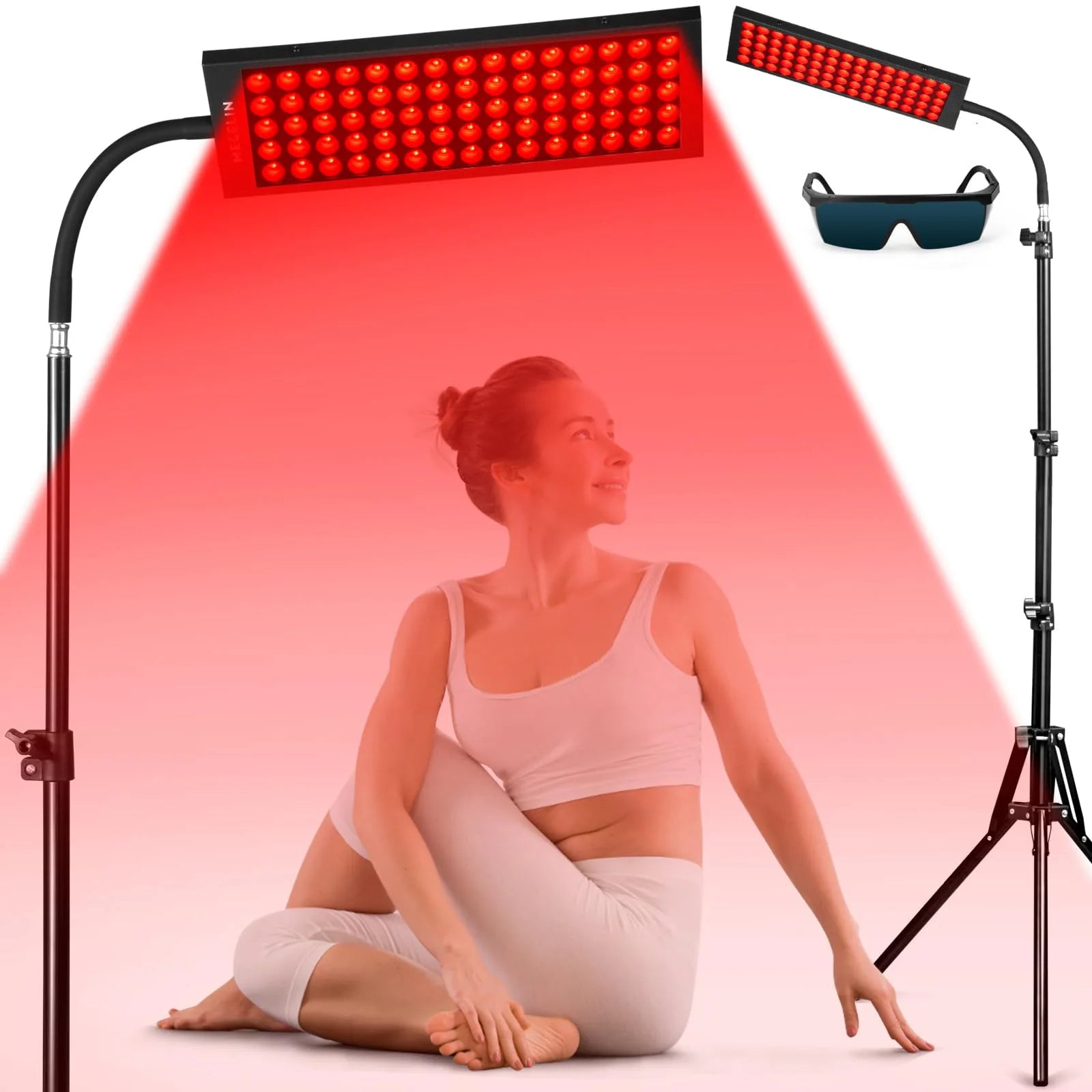 Dual Chip Red Light Therapy Lamp with Stand, 660nm 850nm Infrared Device with Pulse Mode for Pain Relief & Skin Care