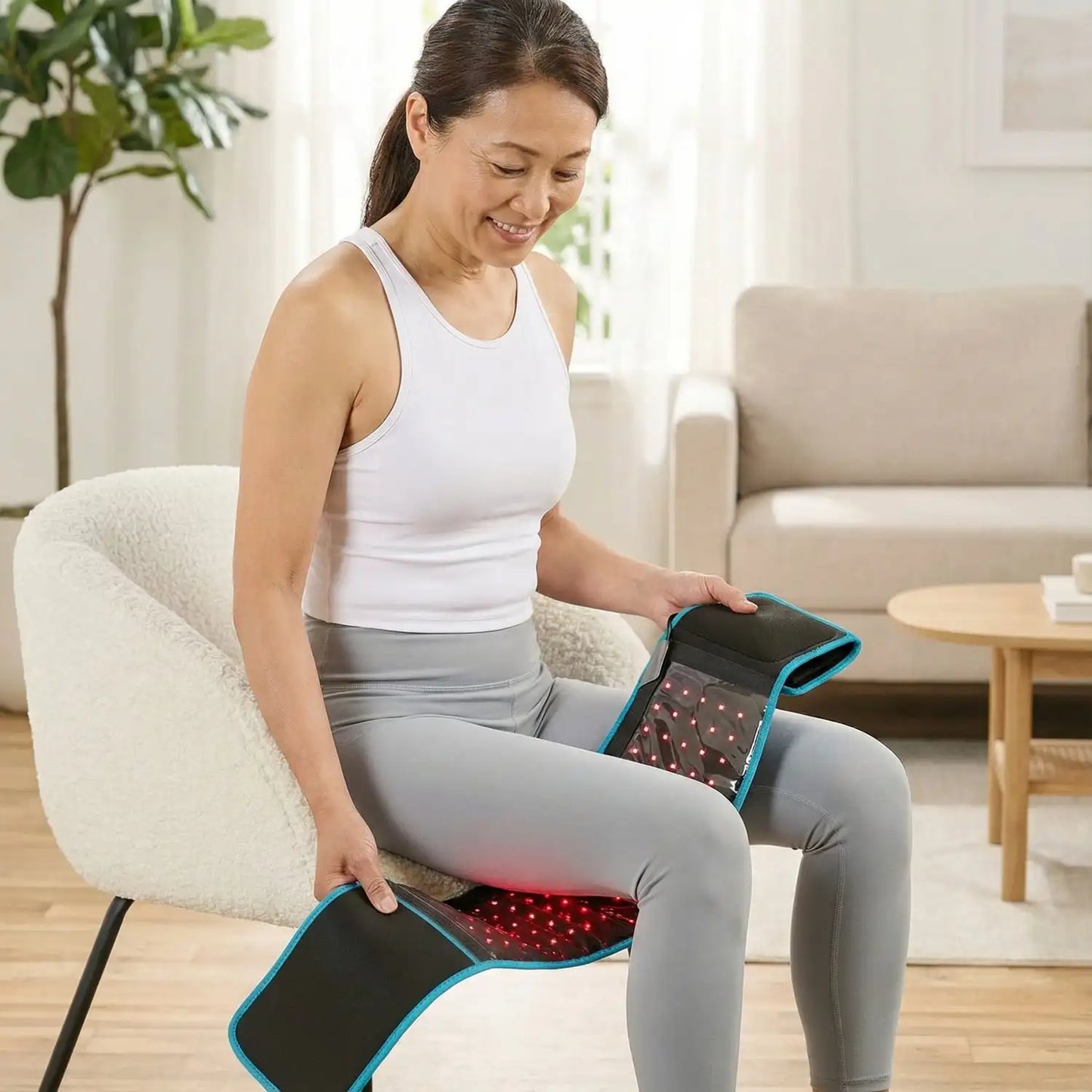 660nm 850nm Red Light Therapy Belt, 3-in-1 Chip Infrared Wrap for Back Shoulder Muscle Pain Relief & Recovery