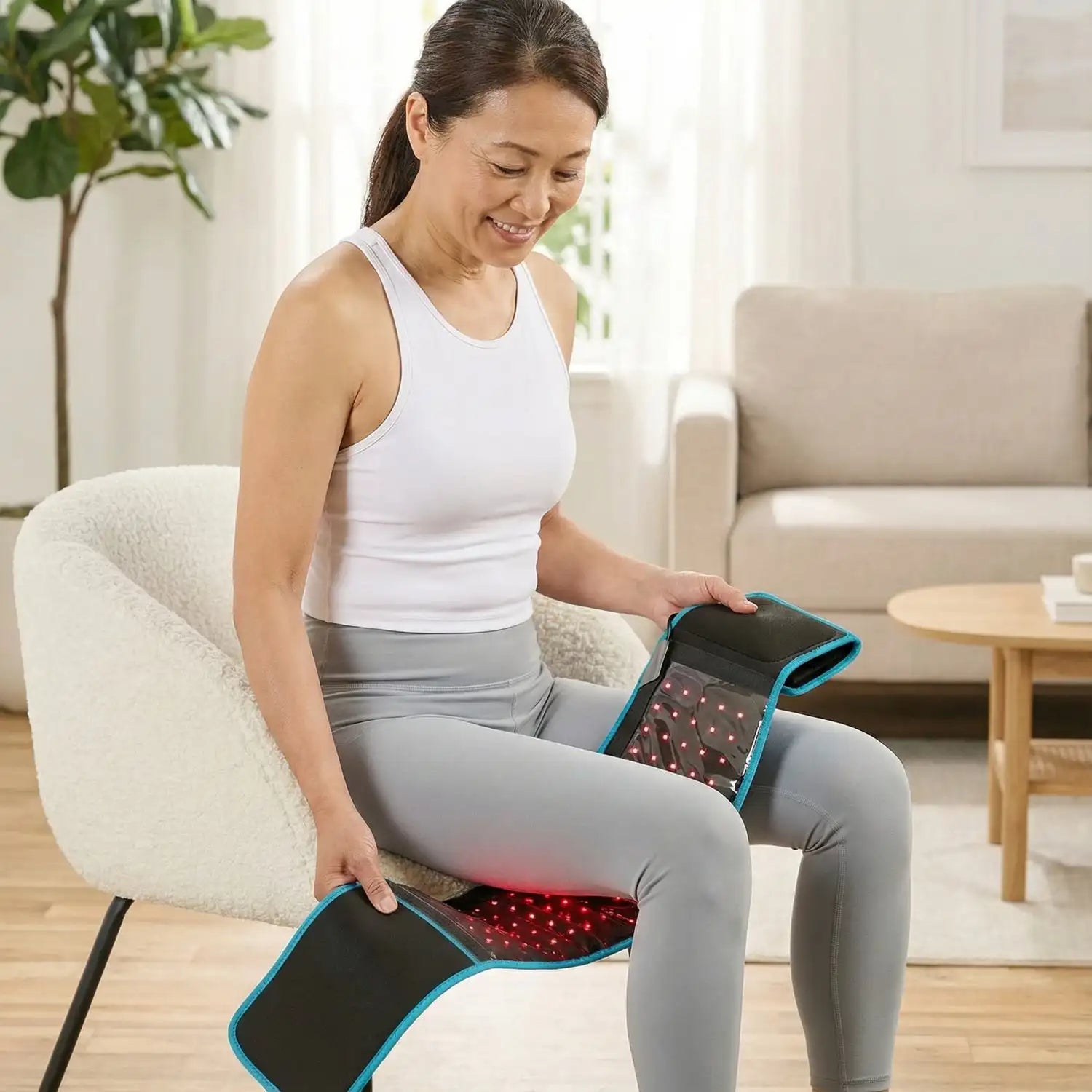 660nm 850nm Red Light Therapy Belt, 3-in-1 Chip Infrared Wrap for Back Shoulder Muscle Pain Relief & Recovery
